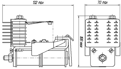 Габаритные и установочные размеры Реле АНМ2