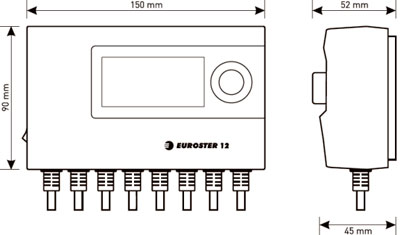 Рис.1. Габаритный чертеж контроллера Euroster 12