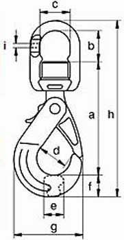 Рис.1. Схема крюка самозакрывающегося вертлюжного с проушиной XLE