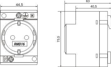 Рис.1. Чертеж розетки RMD16 модульной