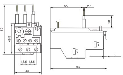 Рис.1. Габаритный чертеж реле FTR 32B 0.1-0.16